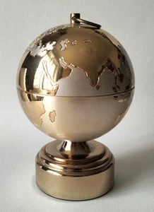 Vintage 1960s Globe Cigarette Case Dispenser Steel and Brass Music Box Working - Imagen 1 de 17