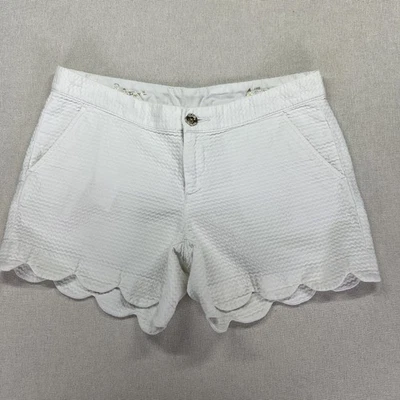 Pantalones Cortos Lilly Pulitzer Para Mujer 4 Blanco Buttercup Vieira Dobladillo Algodón Resort Informal Foto 1 de 4