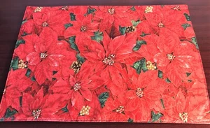 Beautiful CHRISTMAS Poinsettias Placemats Reversible Double Sided Set of 6 - Picture 1 of 3