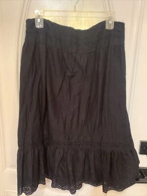 Falda de Algodón Campesino Festival Boho Negra CHAPS Talla 12 34W 28L Foto 1 de 4