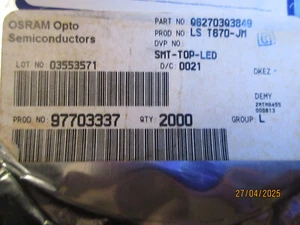 2000x LST670 LS T670 LED TOPLED SUPER RED SMD PLCC4 FULL REEL SEALED OSRAM - Photo 1/2