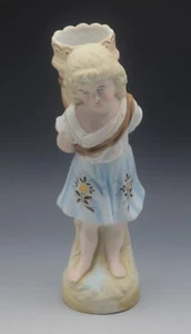 ANTICO VASO FIGURATIVO BISCOTTO PORCELLANA TEDESCA GIOVANE RAGAZZA VASO FUORIUSCITA - Foto 1 di 7