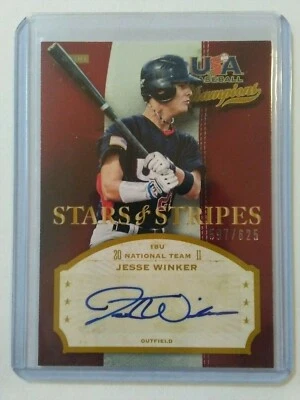 杰西·温克 2013 年美国星条旗签名棒球冠军 RC /625 红色 — 第 1/4 张图片