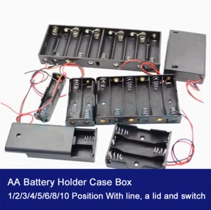AA Battery Holder Case Box 1/2/3/4/5/6/8/10 Position With line, a lid and switch - Picture 1 of 5