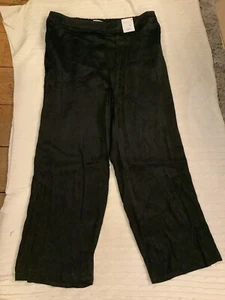 New With Tags Ladies M&S Per Una Black Silky Wide Leg Trousers Size 20 Reg 29” - Picture 1 of 8