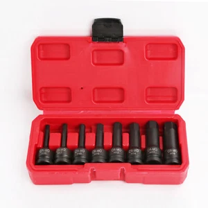 16Pc 1/2" Dr Impact Socket Set Hex Bits Long Allen, Metric 6-19mm/ SAE 1/4"-3/4" - Picture 1 of 9