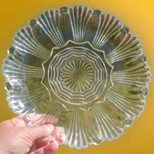 2x. 1950'S ANCHOR HOCKING 10” Clear Glass Deviled Egg Appetizer Plate - Picture 1 of 8