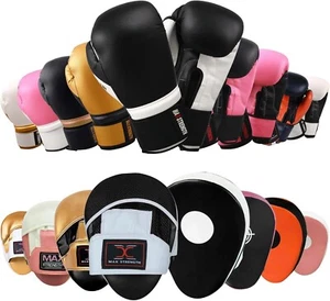Juego de guantes de boxeo y almohadillas de enfoque guantes de gancho y golpe saco de boxeo gimnasio entrenamiento MMA - Imagen 1 de 52