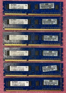 Lot ( 6 ) 2GB Elpida EBJ21UE8BDF0-DJ-F PC3-10600 2Rx8 DDR3-1333 RAM 12GB Kit - Picture 1 of 8