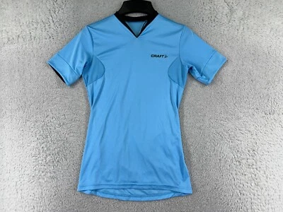 Craft Cycling Jersey Womens Small Blue V-Neck Rear Pockets Short Sleeve Pullover - Image 1 of 4