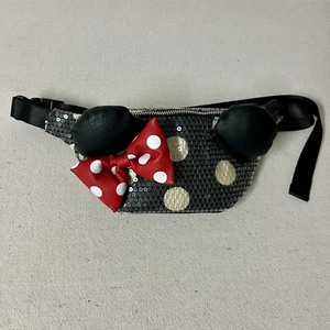 Disney Parks Loungefly Waist Bag Minnie Ears Bow Sequins Polka Dot Fanny Pack - Picture 1 of 17