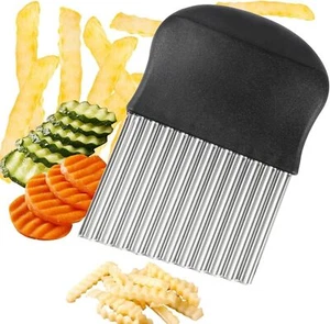 Edelstahl Wellenmesser Pommes Kartoffel Gemüse Obst Messer Buntschneidemesser - Bild 1 von 5
