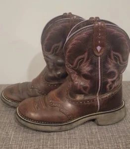 Botas vaqueras Justin Gypsy para mujer 7 B envejecidas corteza cuero marrón L9903 - Imagen 1 de 5