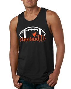 Camiseta sin mangas Fan of Cincinatti fútbol naranja corazón escrito guión para hombres - Imagen 1 de 2