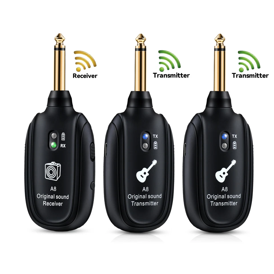 INGPARTNER UHF Wireless Guitar System Dual Transmitter & 1Receiver for Electric Guitar Bass