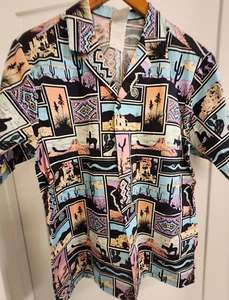 Unique Vintage Southwestern Aloha Shirt by Santa Fe Sportswear - Picture 1 of 4