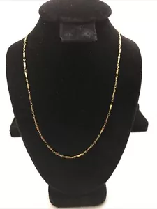 Elegant 14K Yellow Gold 1.5mm wide Bar Link Chain Necklace 19” long 2.8gr. - Picture 1 of 12
