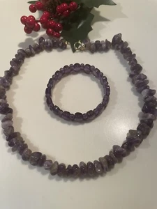 Collana e bracciale ametista  naturale lucidata vintage pietre dure - Foto 1 di 8