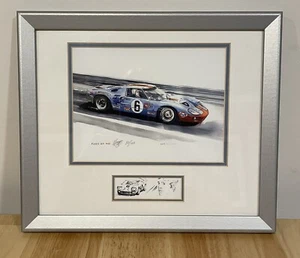 '69 FORD GT40 ULI EHRET LeMans Winners Ickx & Oliver Framed Ltd Ed (100) print - Picture 1 of 5