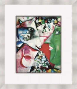 Marc Chagall "Ich und das Dorf" individuell gerahmter Druck KOSTENLOSER VERSAND - Bild 1 von 2