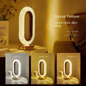 Oval Crystal Table Lamp Atmosphere Night Light Living Room Bedroom - Picture 1 of 12