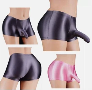 Calzoncillos boxer para hombre ropa interior brillante al aceite hielo sedoso elástico calzoncillos súper suaves - Imagen 1 de 54