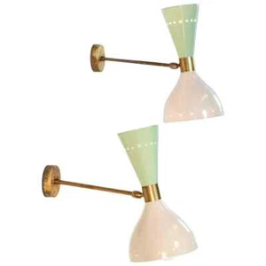 Pair of 1950s Adjustable Italian Sconces Wall Light Brass Italian light Lamps - Bild 1 von 2
