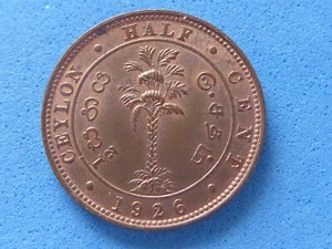 149) Medio centavo de cobre Ceilán Jorge V 1926 color como nuevo 4,50 £ - Imagen 1 de 2