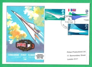 QE II ~ CONCORDE FIRST FLIGHT POSTPONED FDC ~ 3rd MARCH 1969 FILTON BRISTOL CDS - Picture 1 of 1