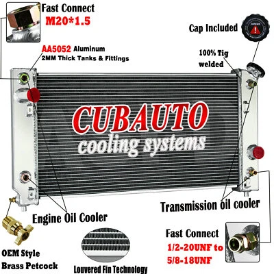 3 Rows Radiator For 1994&1995 Chevy Blazer S10 GMC Sonoma Jimmy 4.3L AT V6 US Foto 1 de 4