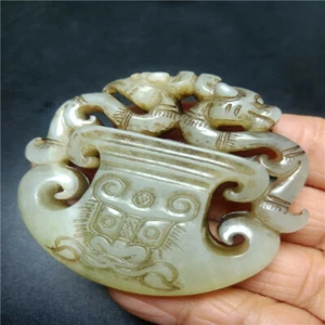 Chinese Antique Dragon Pendant Xiuyu Ming Qing Dynasty Waist Card Jade Statu - Picture 1 of 8