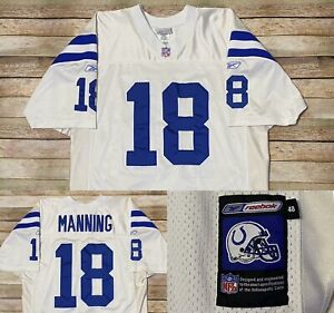 Authentic Peyton Manning Colts Helmet Tag Rare 2001 Away Jersey Reebok NFL 48 L