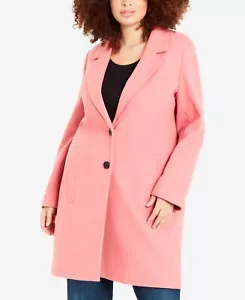 Evans City Chic Ladies Long Crombie Jacket Coat size 16 plus, Pink Watermelon - Picture 1 of 1