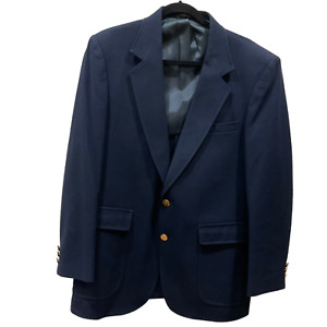 Arnold Palmer Mens Suit Coat Blazer Sport Jacket 100% Wool Navy Blue 40R Gold