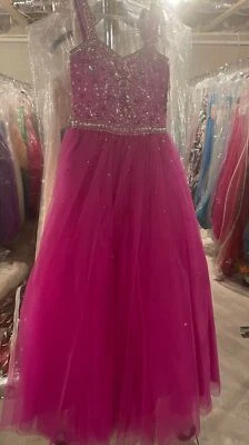 Tiffany 13443 Magenta Stunning Girls Pageant Ball Gown Dress sz 8 - Image 1 of 4