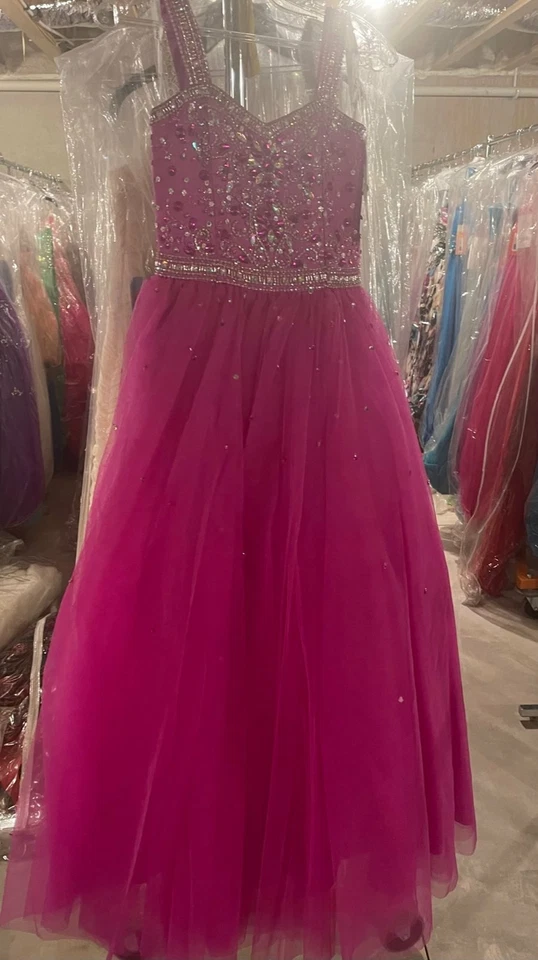 Tiffany 13443 Magenta Stunning Girls Pageant Ball Gown Dress sz 8 - Image 1 of 4