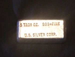 US SILVER CORP. 5 oz .999 Silver Hand Pour Bar - Picture 1 of 8