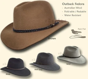 【oZtrALa】Sombrero de Fieltro Fedora Indiana Jones AUSTRALIANA-Lana Para Hombre Banda de Cuero Vaquero - Imagen 1 de 9