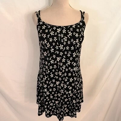 Traje de baño Longitude para mujer 14 negro margarita floral vestido de baño Foto 1 de 4