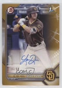 2022 Bowman Paper Prospect Auto Gold Border /50 Lucas Dunn #PPA-LD Auto