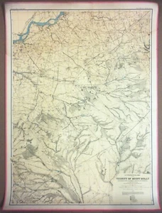 GRANDE 3 piedi con supporto in lino originale antica mappa Mount Holly Area, New Jersey 1888 - Foto 1 di 5