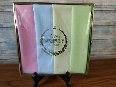 复古 4 件装 Perma 压手帕 粉色 蓝色 黄色 绿色 Spring NOS  — 第 1/4 张图片