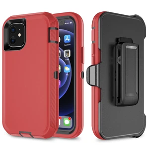 Stoßfeste Schutzhülle mit Holster für iPhone 12 Mini rot/schwarz - Bild 1 von 2