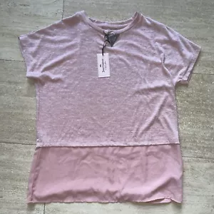 juicy couture womens L short sleeve solid pink ruffle trim top embellished NWT - Picture 1 of 6