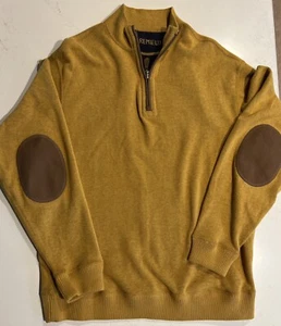 Cremieux Quarter Zip Herren gelb gold Sweater Pullover Ellenbogenschützer Gr. Medium - Bild 1 von 3