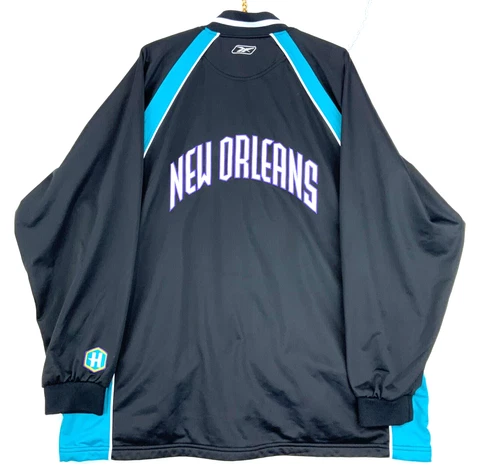Vintage New Orleans Hornets Reebok Full Zip Jersey Jacket Size 2XL Black Nba Cover
