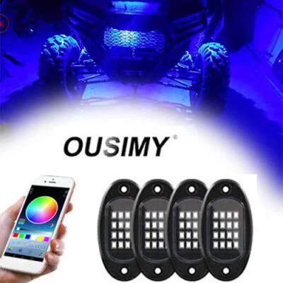 4 Pods RGB LED Rock Lights for Car Trailer Off Road Jeep ATV SUV App Control 12V - Image 1 of 4