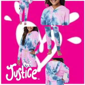 Justice tie dye jumpsuit ombre hoodie pajamas sleeper loungewear fall Size 7 - Picture 1 of 12