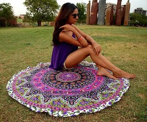 Indian Star Round Cotton Wall Hanging Psychedelic Mandala Tapestries Beach Throw - Picture 1 of 4