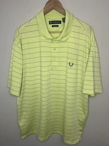 Oxford Golf Polo Shirt Men's Large Green Striped PEACHTREE Golf Club - Picture 1 of 3